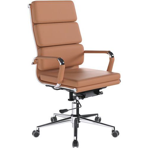 Ergonomic Office Armchair - Chrome & Bonded Leather - Eliza Tinsley