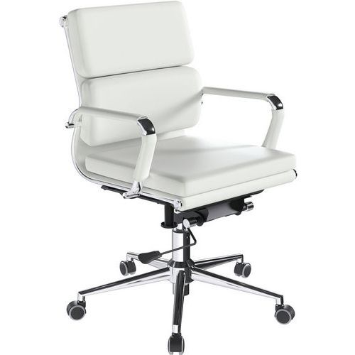 Ergonomic Office Armchair - Chrome & Bonded Leather - Eliza Tinsley