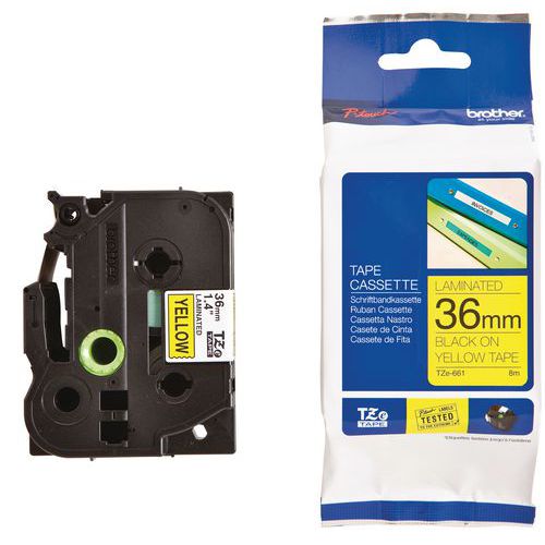 Tape cassette for Brother labelling machines - Width 36 mm