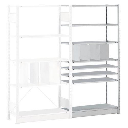 Easy-Fix lightweight shelving - Single-sided - H 2500 mm - Galvanised - Schulte