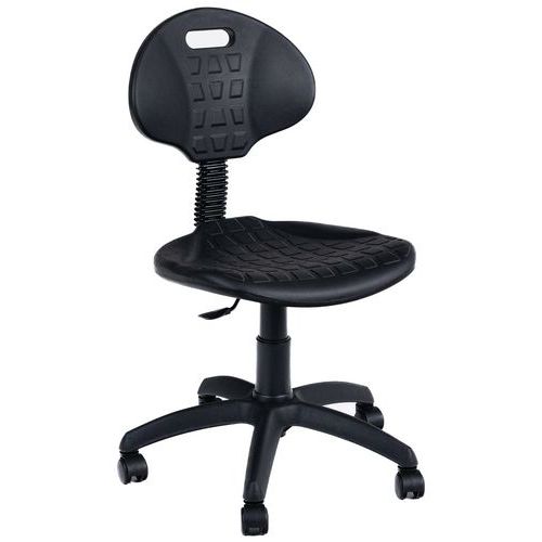 High Black Workshop Chair - Ergonomic Mobile & Heavy Duty - Manutan Expert