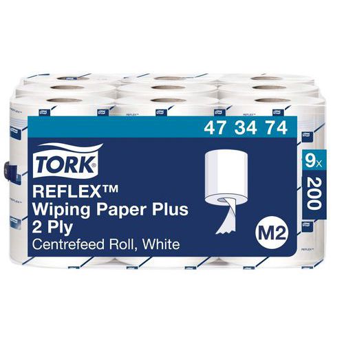Tork Reflex Plus wipe roll with central unwinding Tork Reflex Plus wipe roll with central unwinding