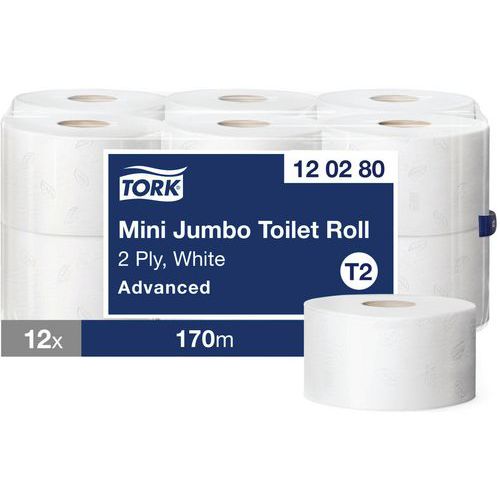 Mini and Maxi Jumbo Tork Advanced toilet paper Mini and Maxi Jumbo Tork Advanced toilet paper