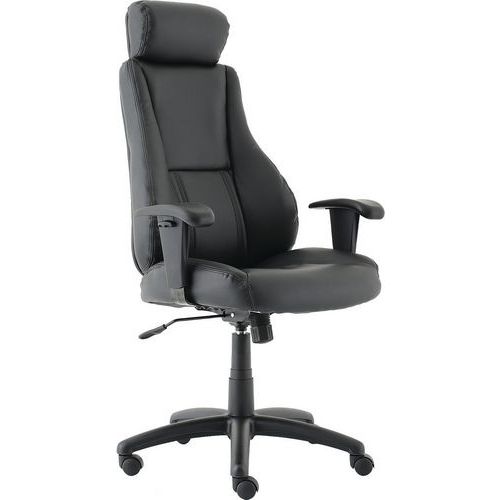 Executive Black Leather Chair - Adjustable Arms - Ergonomic High Back Executive Black Leather Chair - Adjustable Arms - Ergonomic High Back