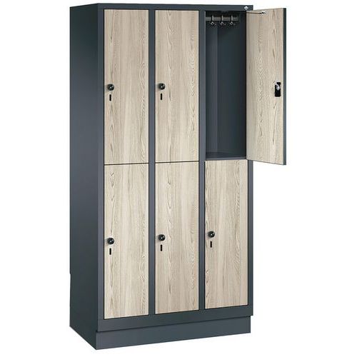 Évolo II wooden locker with hanging space, 4 to 8 compartments - 2 to 4 columns width 300 mm- CP