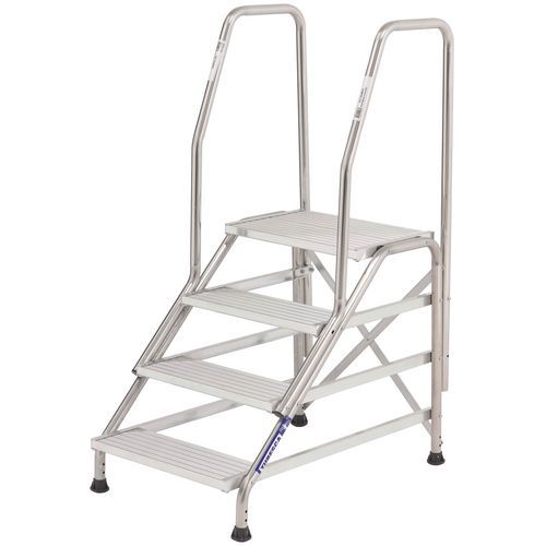 Fixed step stool with 2 hand rails