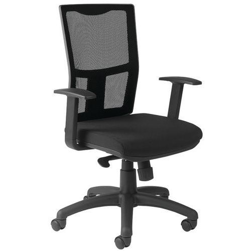Black fixed armrest armchair - Manutan Expert