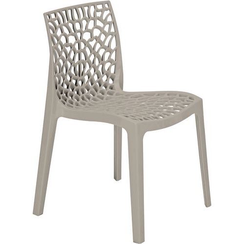 Bright Plastic Outdoor Cafe Chair - Stackable - Open Woven Back - Zest