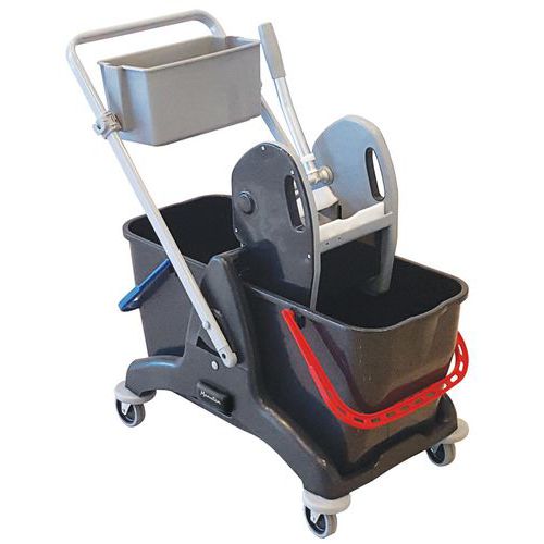 Cleaning trolley with press - 2x15 l - Manutan Expert