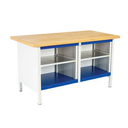 Bott Cubio Heavy Duty Workbench with 2 Shelf Units - Industrial Use Bott Cubio Heavy Duty Workbench with 2 Shelf Units - Industrial Use