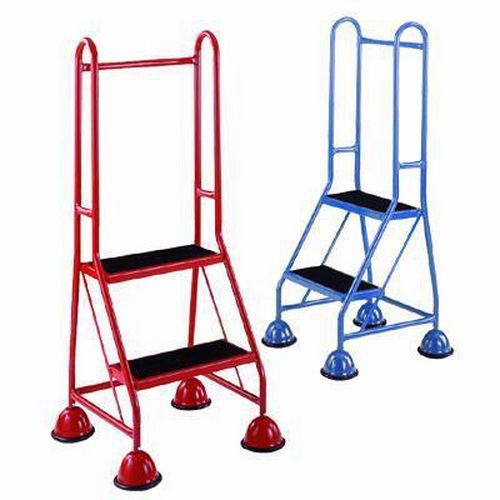 Mobile 2 Tread Steps With Grab Rail - Anti-Slip Or Ribbed Rubber Steps
