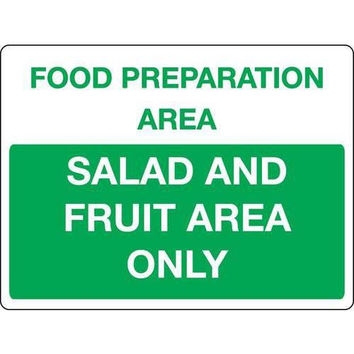 Food Preparation Area Salad & Fruit - Sign