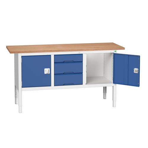Bott Verso Adjustable Workbench - Drawer & Cabinet 830-930x1750x600mm