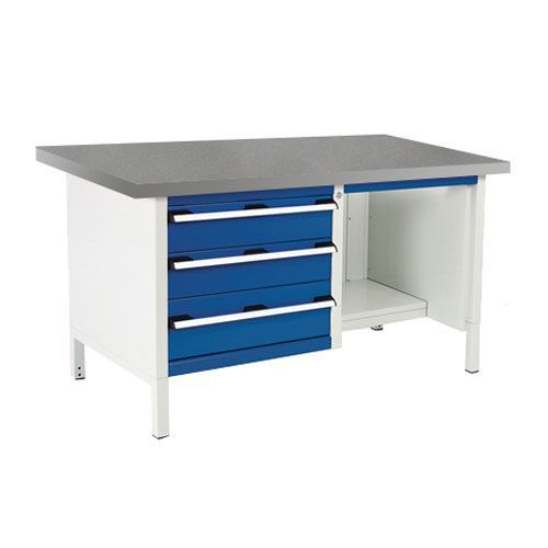 Bott Cubio Heavy Duty 3-Drawer Lino Workbench - 1-2 Shelves - 840x1500