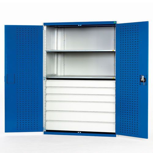 Bott Cubio Heavy Duty 6-Drawer 2-Shelf Tool Cupboard - 2000x1300x650mm