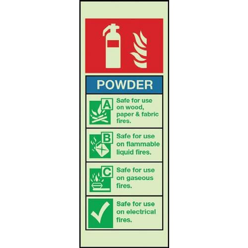 Powder Photoluminescent Fire Extinguisher Sign