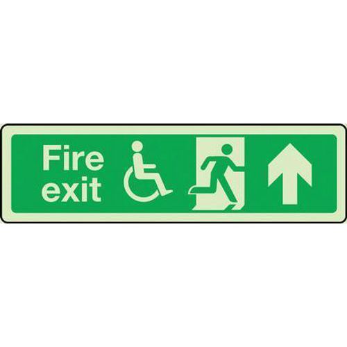 Disabled Fire exit Photoluminescent Sign - Arrow Up