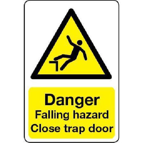 Danger Falling Hazard - Close Trap Door - Sign