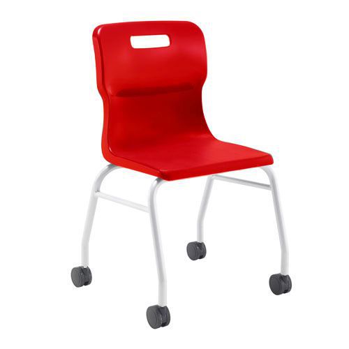 Plastic School Chair On Castors - Ages 14+ - Ergonomic Support - Titan