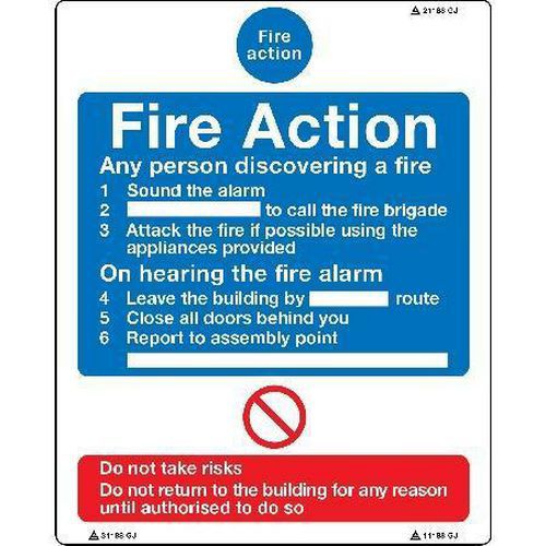 Fire Action Any Person Discovering A Fire - Sign