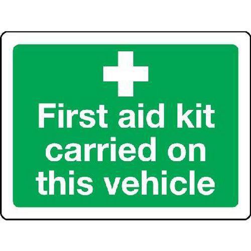 First Aid Kit Carried On This Vehicle Sign for Emergency Preparedness First Aid Kit Carried On This Vehicle Sign for Emergency Preparedness
