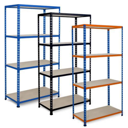 Rapid 2 - 3 Bay Offer - Blue with 4 Chipboard Shelves 1600h x 915w