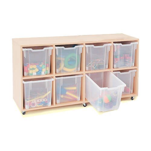 Mobile Melamine Storage Unit (754h x 1353w) Complete With 8 Jumbo Gratnells Trays
