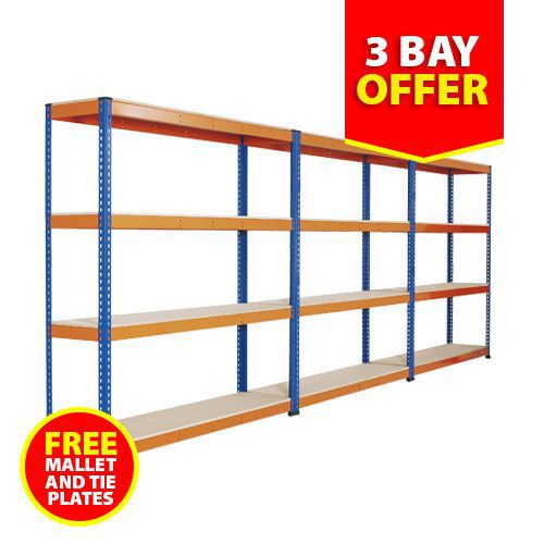3 x Rapid 1 Heavy Duty Shelving with 4 Chipboard Shelves -1830hx1830w