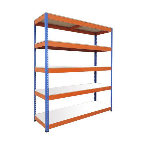 Rapid 1 Heavy Duty Shelving (1980h x 1525w) Blue & Orange - 5 Melamine Shelves