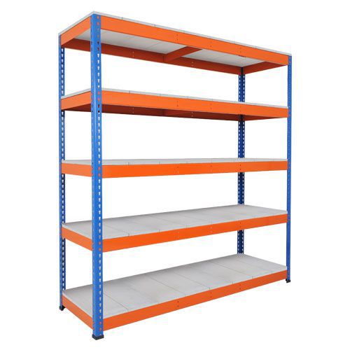 Rapid 1 Heavy Duty Shelving (1980h x 1830w) Blue & Orange - 5 Galvanized Shelves