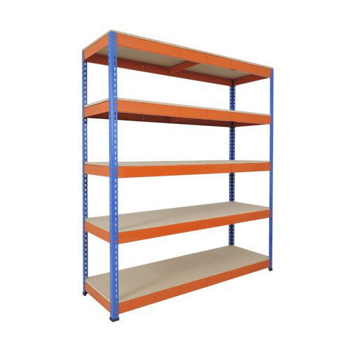 Rapid 1 Heavy Duty Shelving (1980h x 2440w) Blue & Orange - 5 Chipboard Shelves