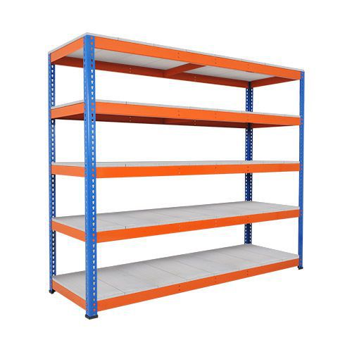 Rapid 1 Heavy Duty Shelving (1980h x 2440w) Blue & Orange - 5 Galvanized Shelves