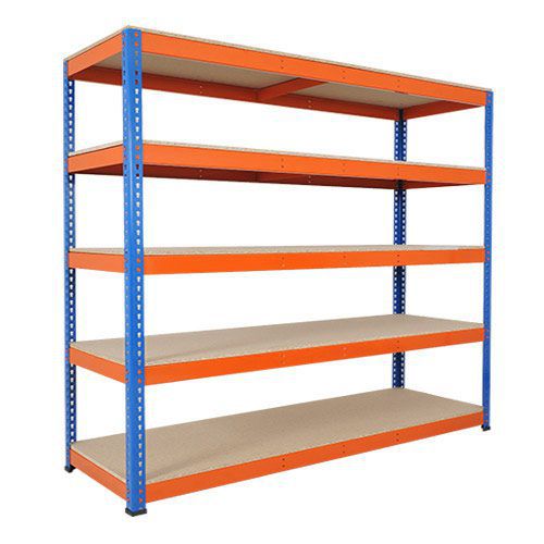 Rapid 1 Heavy Duty Shelving (2440h x 2134w) Blue & Orange - 5 Chipboard Shelves
