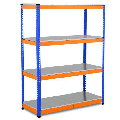 Rapid 1 Heavy Duty Shelving (1980h x 1525w) Blue & Orange - 4 Galvanized Shelves