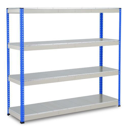 Rapid 1 Heavy Duty Shelving (1980h x 2134w) Blue & Grey - 4 Galvanized Shelves
