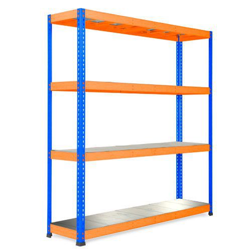 Rapid 1 Heavy Duty Shelving (2440h x 1830w) Blue & Orange - 4 Galvanized Shelves