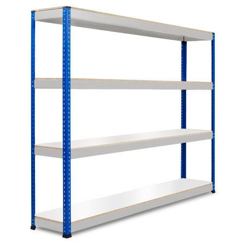 Rapid 1 Heavy Duty Shelving (2440h x 2440w) Blue & Grey - 4 Melamine Shelves