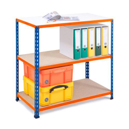 Rapid 2 Shelving (840h x 915w) Blue & Orange - 3 Chipboard Shelves
