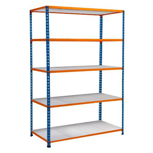Rapid 2 Shelving (1980h x 1525w) Blue & Orange - 5 Galvanized Shelves