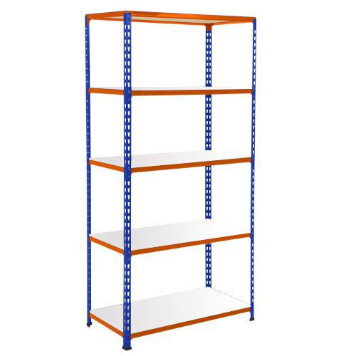 Rapid 2 Shelving (1600h x 915w) Blue & Orange - 5 Galvanized Shelves