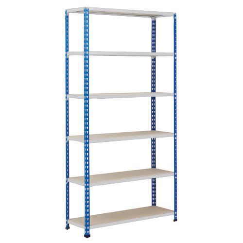 Rapid 2 Shelving (1600h x 915w) Blue & Grey - 6 Chipboard Shelves