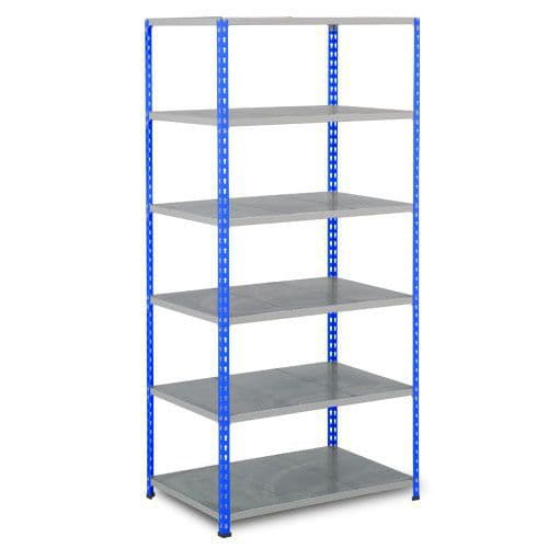 Rapid 2 Shelving (1600h x 915w) Blue & Grey - 6 Galvanized Shelves