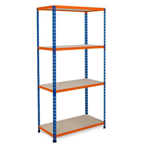 Rapid 2 Shelving (1600h x 915w) Blue & Orange - 4 Chipboard Shelves