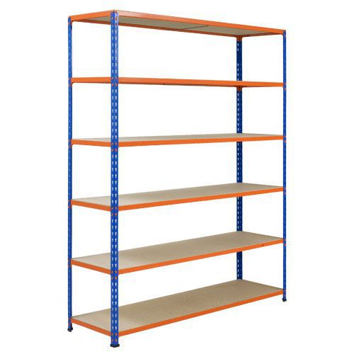 Rapid 2 Shelving (1600h x 1220w) Blue & Orange - 6 Chipboard Shelves