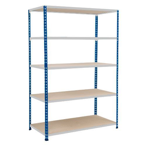 Rapid 2 Shelving (1600h x 1525w) Blue & Grey - 5 Chipboard Shelves