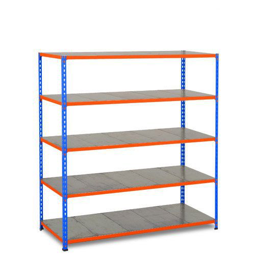 Rapid 2 Shelving (1600h x 1525w) Blue & Orange - 5 Galvanized Shelves