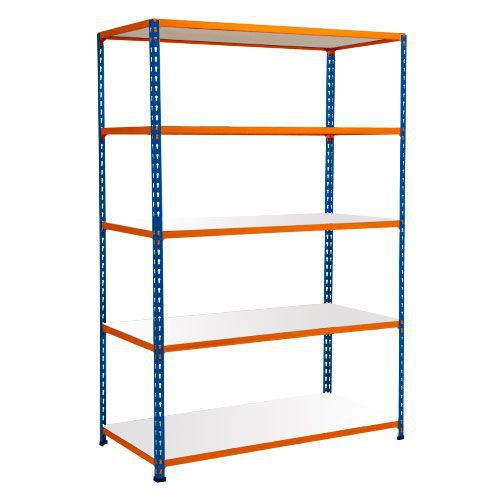 Rapid 2 Shelving (1600h x 1525w) Blue & Orange - 5 Melamine Shelves
