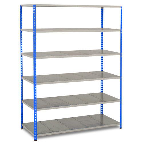 Rapid 2 Shelving (1600h x 1525w) Blue & Grey - 6 Galvanized Shelves