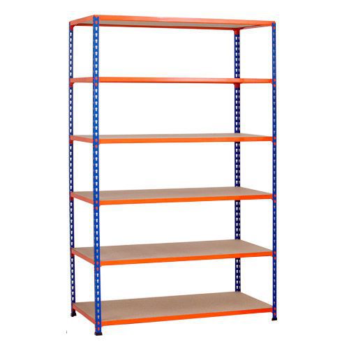 Rapid 2 Shelving (1600h x 1525w) Blue & Orange - 6 Chipboard Shelves