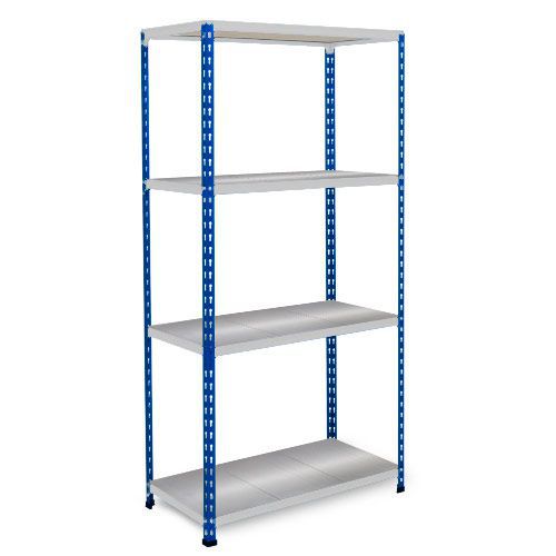 Rapid 2 Shelving (1600h x 1525w) Blue & Grey - 4 Galvanized Shelves